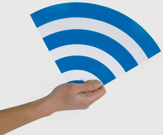 Human Hand holding a Wi-Fi symbol in the air
